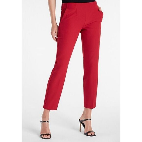 Harold's Vintage Red Twill Flat Front Capri Pants Size 10 No pockets 8 0307 - Picture 1 of 8